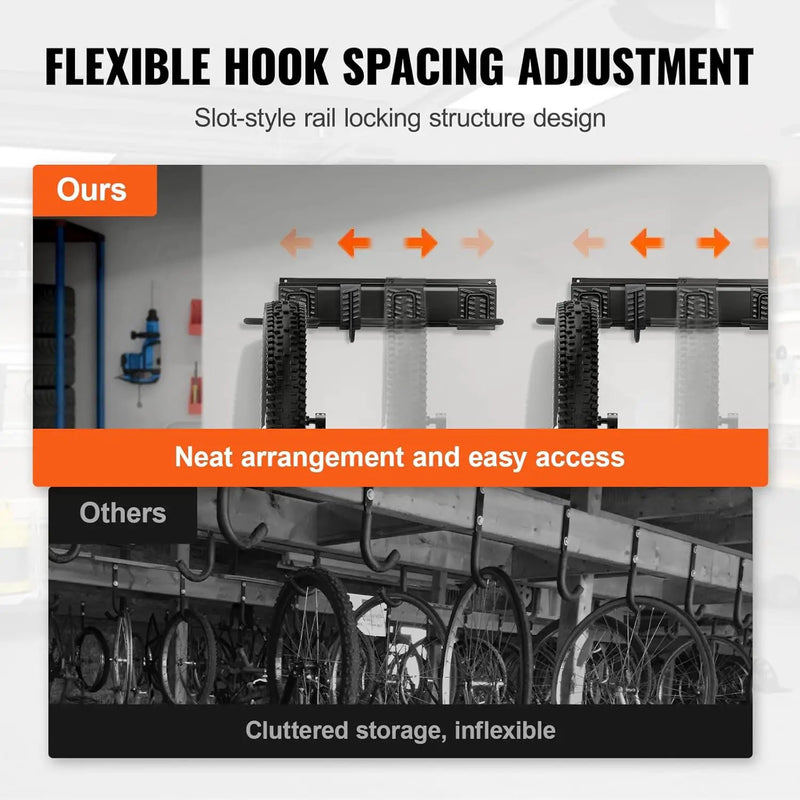 VEVOR Bike Storage Rack, 6 Bike Racks and 5 Helmets Hooks, Wall Mount Bike Storage Hanger, Home & Garage Organizer, Customizable for Various Bike Sizes, Adjustable Holder, Holds Up to 300 lbs, 64-inch by GreenHaven Gardens