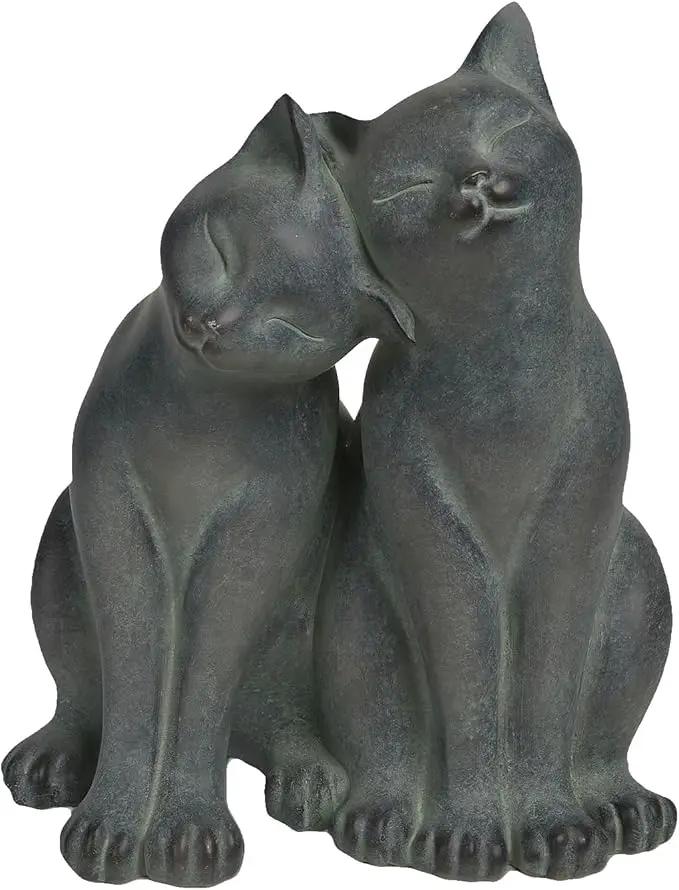 Newman House Studio Garden-Statues Cats Kitten-Couple Figurines Decor - Polyresin Sculpture for Outside Farmhouse Yard, 8.9 * 8.3 * 10.9 Inch by GreenHaven Gardens
