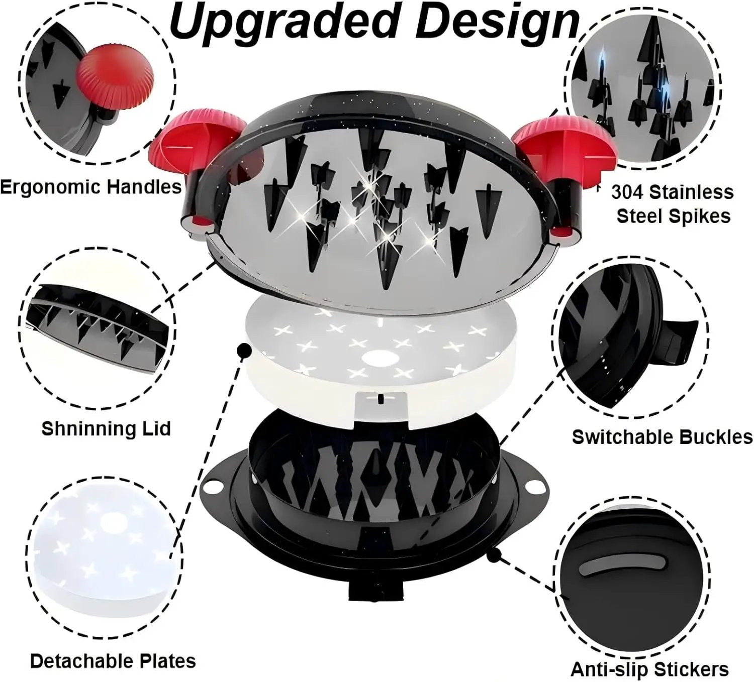 Chicken Shredder Meat Shredder Tool Twist Chicken Breast Shredder Large-Shredding Tools Chicken Breast, Pulled Pork, Beef with Stainless Steel Spikes (Red & Black) by GreenHaven Gardens