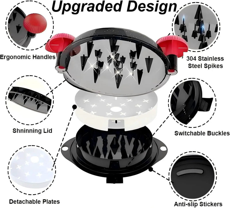 Chicken Shredder Meat Shredder Tool Twist Chicken Breast Shredder Large-Shredding Tools Chicken Breast, Pulled Pork, Beef with Stainless Steel Spikes (Red & Black) by GreenHaven Gardens