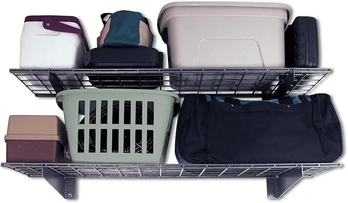 00651 2-Pack Heavy Duty Steel Wall Garage Shelving, 45-Inch X 15-Inch, Low-Profile Brackets, Max Shelf Load 200 Pounds, Hammertone by GreenHaven Gardens