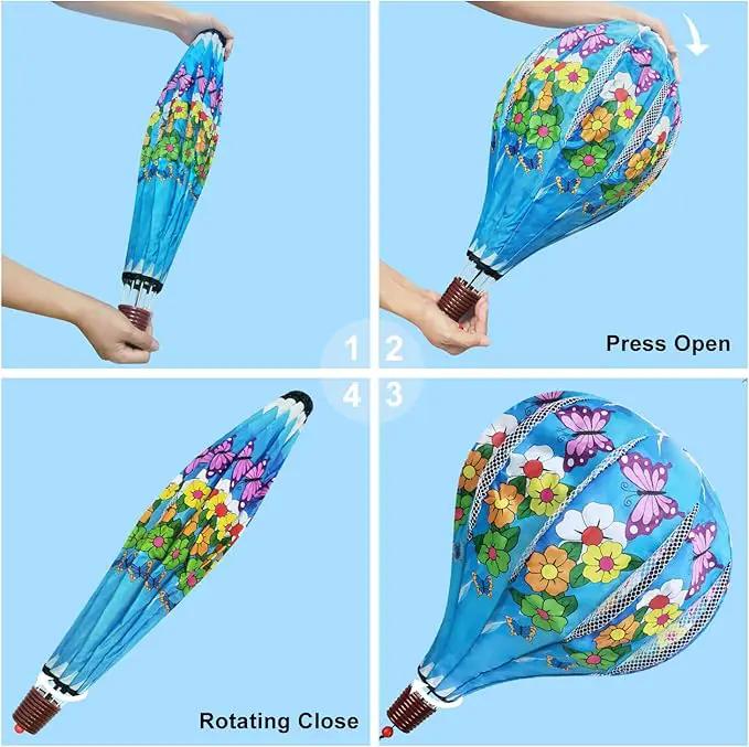 Giant Rainbow Butterfly Hot Air Balloon Garden Wind Spinners Large Pinwheels Lawn Yard Catchers Ornaments Windmills Outdoor Hanging Decor Whirligigs Wind Hanging Windsock 2Pack by GreenHaven Gardens