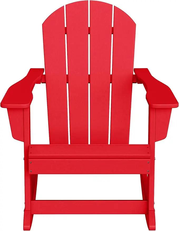 WO Home Furniture Adirondack Chairs Table Set of 3 PCS Outdoor Folding Chairs Side End Table Weather/UV Resistant for Lawn, Garden, Bon Fire, Balcony (Red) by GreenHaven Gardens