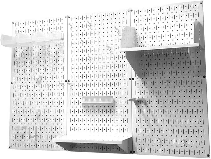 Wall Control 4 ft. Metal Pegboard Organizer - Standard Tool Storage Kit & Spray Can Holder Bracket for Pegboard & Slotted Tool Board - White by GreenHaven Gardens