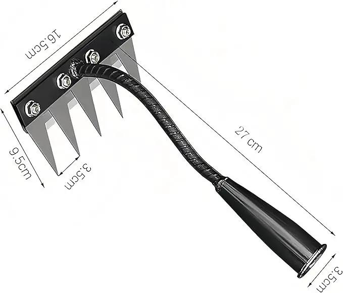 Gardenia Iron Weeding Rake, Iron Rake 2.0 for Gardening and Weeding, Detachable Double-Edged Blade Design Carbon Steel Heavy-Duty Weed Rakes,Hand Weed Puller Tools for Lawn Yard Garden Farm (5 teeths) by GreenHaven Gardens