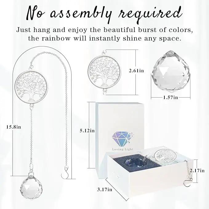 Memorial Gifts for Loss of Loved One, Unique Sympathy Gift Idea Crystal Ball Window Suncatcher, Rainbow Bereavement Grief Gift Box for Loss of Mom Grangma Son Daughter Friend Dog, Tree of Life by GreenHaven Gardens