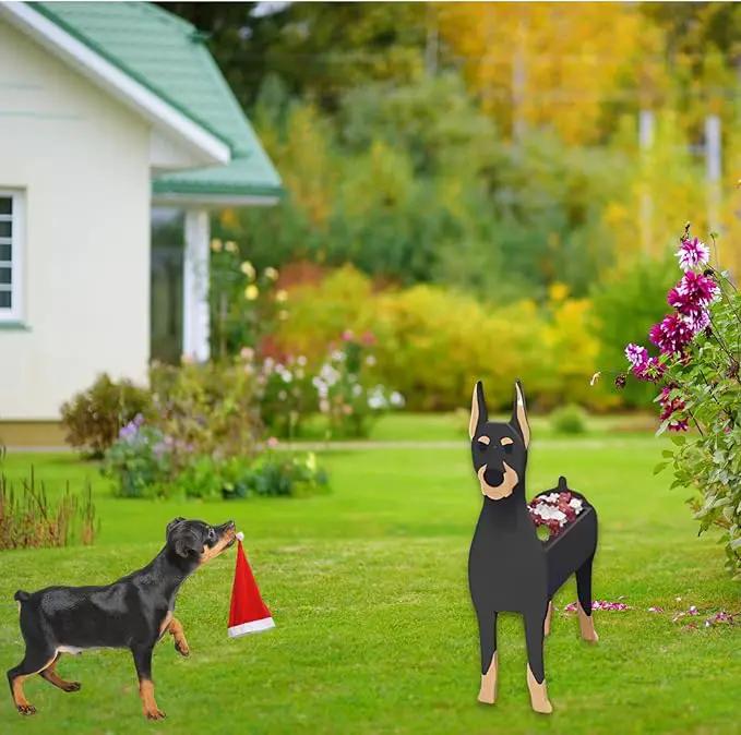 Doberman Dog Planter Plant Pots,Cute Garden Dog Flower Planter,Dog Planters Birthday Gifts for Women,Office,Indoor/Outdoor Decor（9.45 * 5.28 * 13.58in） by GreenHaven Gardens