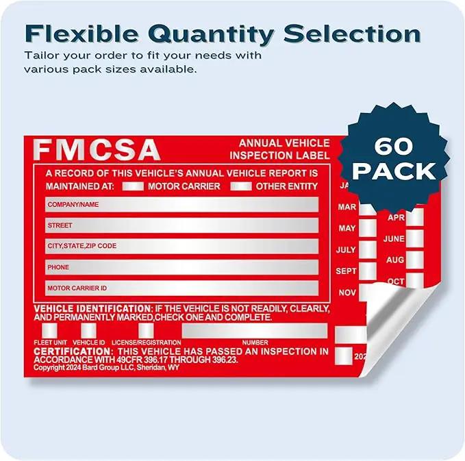 20-Pack DOT Compliant Aluminum Annual Vehicle Inspection Label – Red FMCSA Label with Punch Boxes by GreenHaven Gardens
