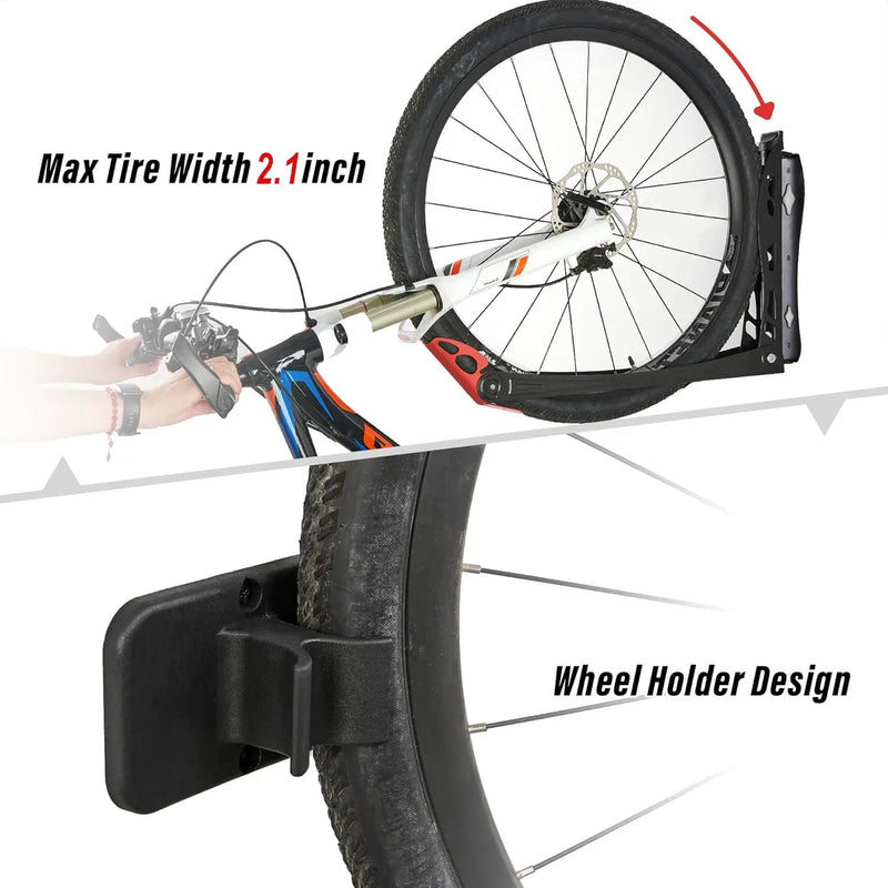 Wallmaster BIKEPAL Swivel Bike Rack, Wall Mounted Vertical Bike Storage Hanger, Space Saving for Home and Garage, 2 Pack by GreenHaven Gardens