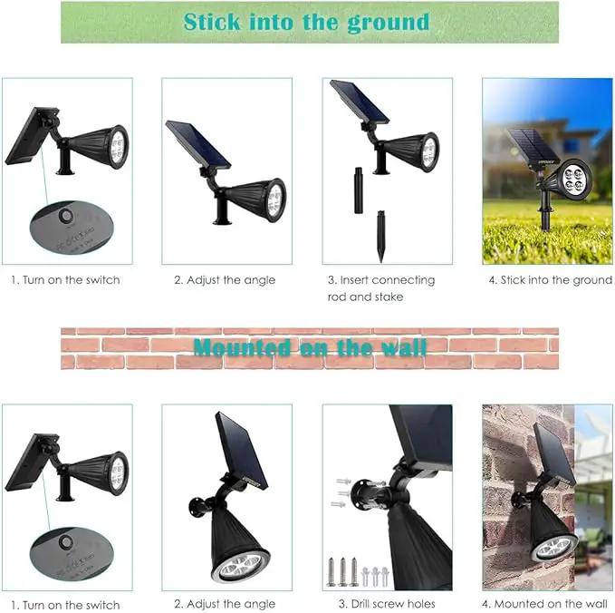URPOWER Solar Lights Outdoor, Adjustable Solar Spot Lights Outdoor, 2-in-1 Waterproof Solar Landscape Spotlights Wall Light, Dusk-to-Dawn Solar Powered Outdoor Light for Garden, Yard, Pathway (2 Pack) by GreenHaven Gardens