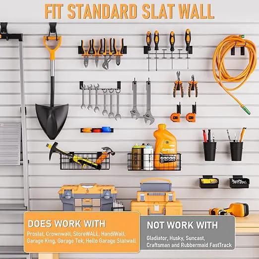 INCLY 30PCS Slatwall Accessories Set with Slatwall Baskets, Slatwall Hooks, Slatwall Shelves, Slatwall Bins, Slatwall Cups, Heavy Duty Slat Wall Accessory for Garage Room Shop Organizing Display by GreenHaven Gardens