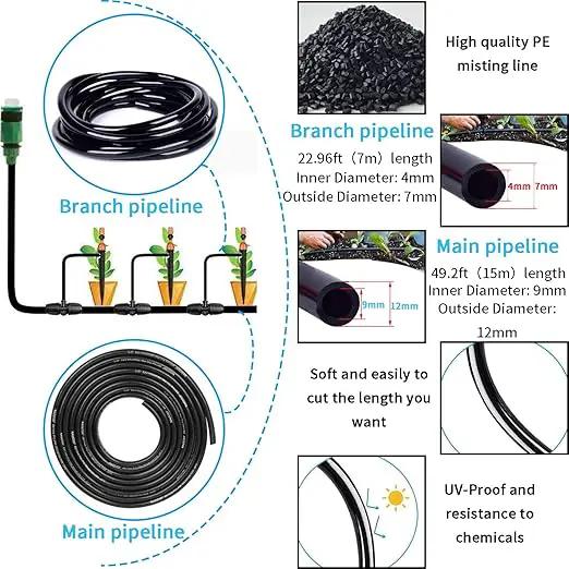 49.21 FT Garden Automatic Watering Irrigation System, Spray drip Irrigation Atomization Integrated Home Gardening Irrigation System, Garden Watering System Adjustable Flexible Nozzle Sprayer System by GreenHaven Gardens