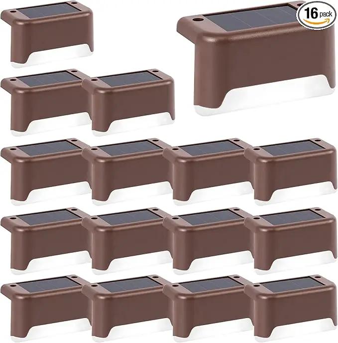 GIGALUMI Solar Deck Lights Outdoor, 16 Pack Waterproof LED Solar Lights for Stairs, Step, Fence, Railing, Yard and Patio (Cool White) by GreenHaven Gardens