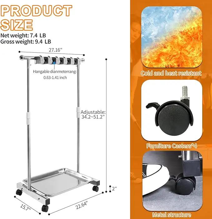 Stainless Steel Mop and Broom Holder with Wheels - Keep Your Cleaning Tools Organized! (S) by GreenHaven Gardens