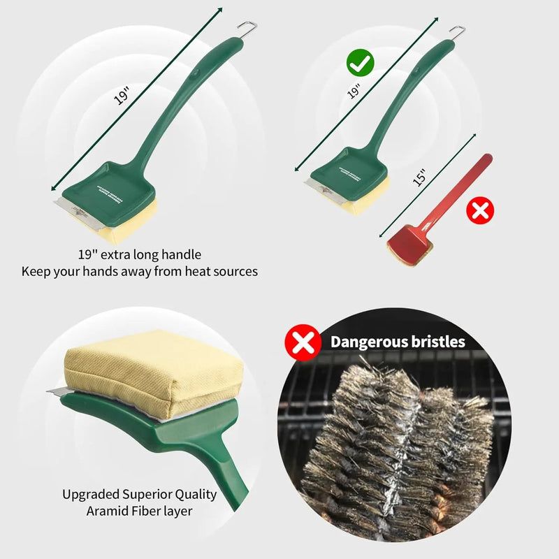 19" Large Bristle-Free Steam Cleaning Grill Brush,Replaceable BBQ Cleaning Head,Safe Grill Accessories for Cast Iron Grates/Porcelain/Weber Gas/Charcoal Grill - Gifts for Men Dad Husband by GreenHaven Gardens