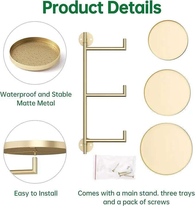 Rotating Window Plant Shelves, 3-Tier Metal Plant Shelf Indoor, Gold Plant Stand, Plant Rack for Wall Planters for Plants Window Sill Gifts for Plant Lovers by GreenHaven Gardens