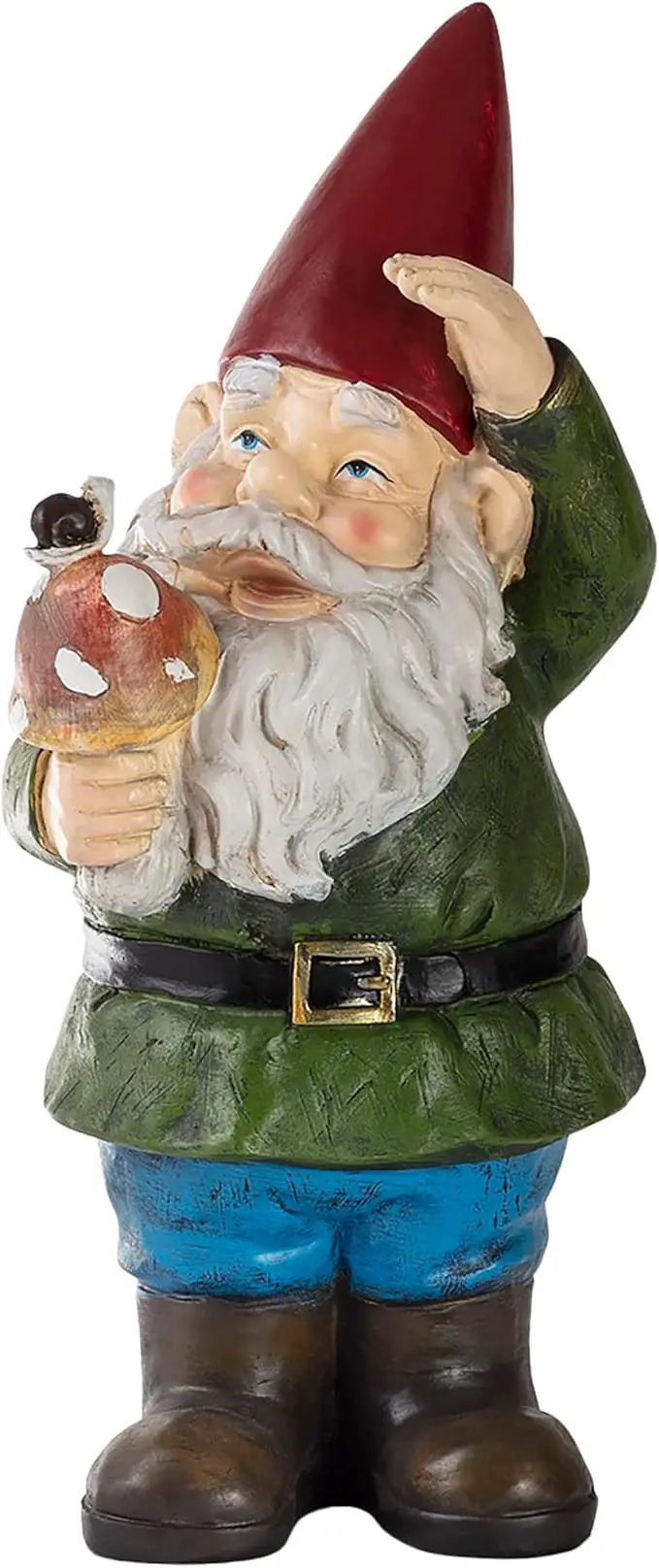 Alpine Corporation 12" Tall Outdoor Garden Gnome with Mushroom Yard Statue Decoration by GreenHaven Gardens
