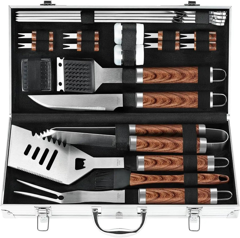 POLIGO 22PCS Heavy Duty BBQ Grill Accessories Set, Non-Slip Grill Tools for Outdoor Grill Set Thicker Stainless Steel Grill Utensils Set, Deluxe Grilling Tools Set in Aluminum Case Ideal Gifts for Men by GreenHaven Gardens