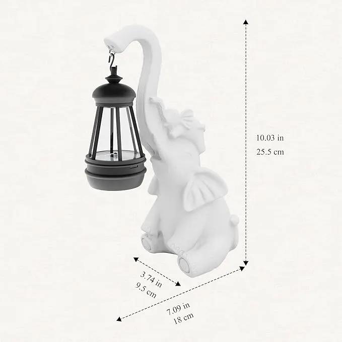 Statue Decoration, Figurine, Lawn Statue, Sculpture Ornament, Animal Figurine - Elephant Resin Statue with Lantern (Trunk) by GreenHaven Gardens