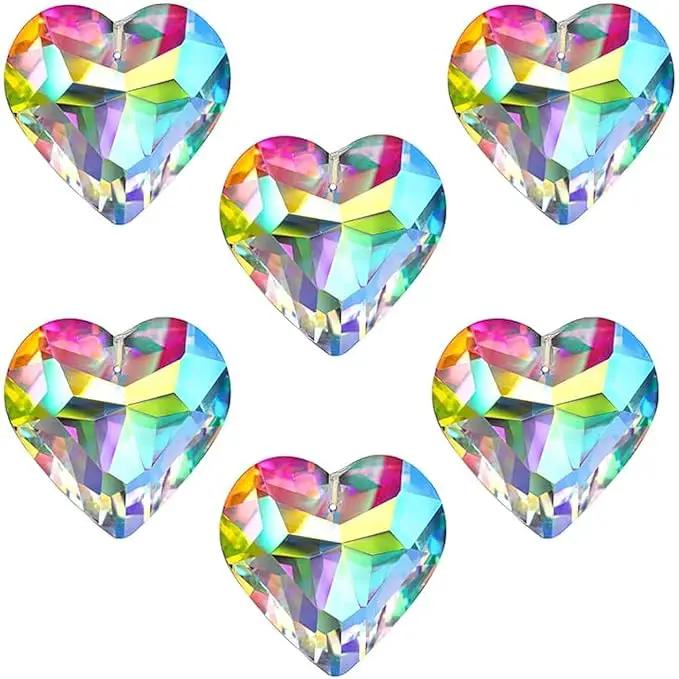 HDCRYSTALGIFTS 6pcs 50mm Crystal Heart Prism Suncatcher Window Sun Catchers Crystals Hanging Decorations Rainbow Maker Pendant Christmas Ornaments by GreenHaven Gardens