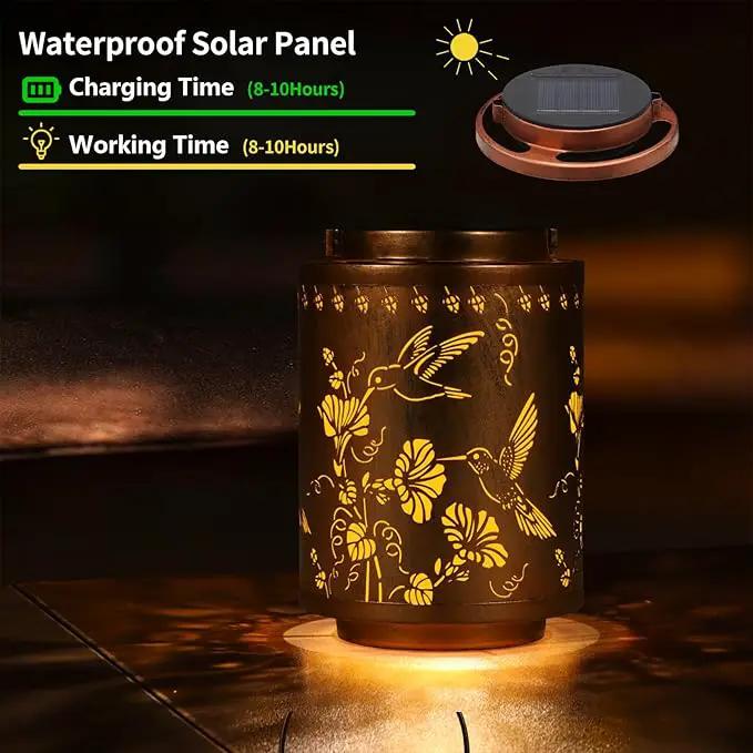 Solar Lanterns Outdoor Waterproof Mushroom Butterfly Garden Decor Gifts for Women Mon Grandma Metal Hanging Solar Lights Decoration for Outside LED Lanterns for Yard Patio Lawn Pathway（Hummingbirds） by GreenHaven Gardens