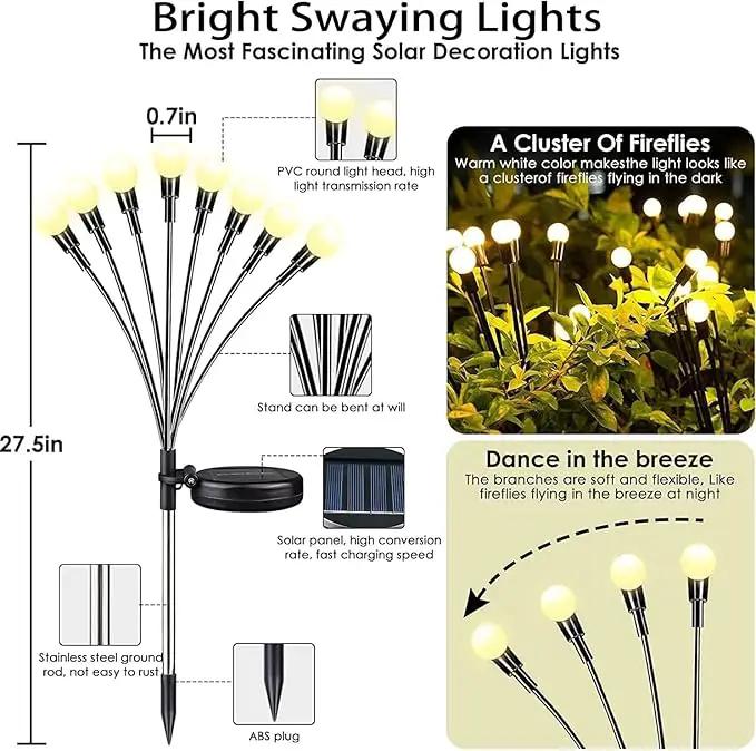 OZS 4-Pack Warm White &4-Pack Cool White Total 64LED Solar Garden Lights - Solar Lights Outdoor, Solar Firefly Lights, Sway by Wind,Solar Fairy Lights Waterproof for Yard Garden Decoration by GreenHaven Gardens