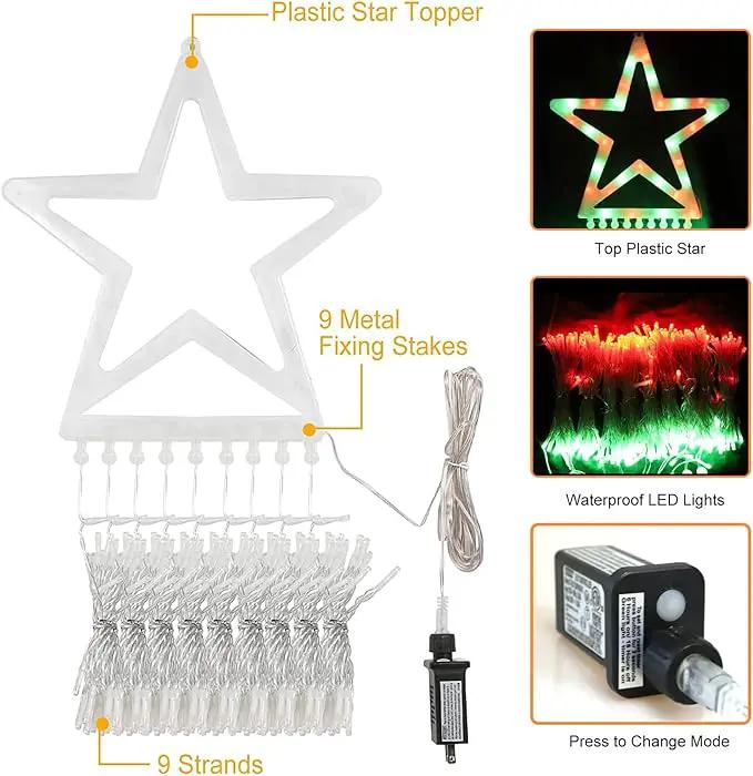 Christmas Decorations Star String Lights, 320 LED Waterfall Tree Lights with 13" Topper Star 8 Lighting Modes Indoor Outdoor Decorative for New Year, Holiday, Wedding, Party by GreenHaven Gardens