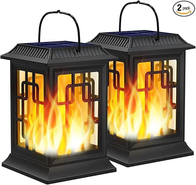 Solar Lanterns Outdoor Waterproof, Hanging Solar Lights for Outside Black Hanging Solar Powered Lantern Decorative for Garden Yard Patio, 2 Pack by GreenHaven Gardens
