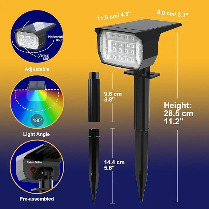 nipify 4 Pack Solar Spot Lights Outdoor Color Changing, 7 Modes Halloween RGB Solar Powered Waterproof Spotlight, Landscape Lighting for Outside Yard Garden Pathway by GreenHaven Gardens