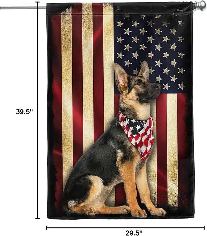 FLAGWIX German Shepherd Dogs Double Sided Flag - Patriot American Dog Flags - Decorations For Home, Outside, Patriotic House Flag 30x40 Heavy Duty Canvas, Decorative Indoor Outdoor Flag by GreenHaven Gardens
