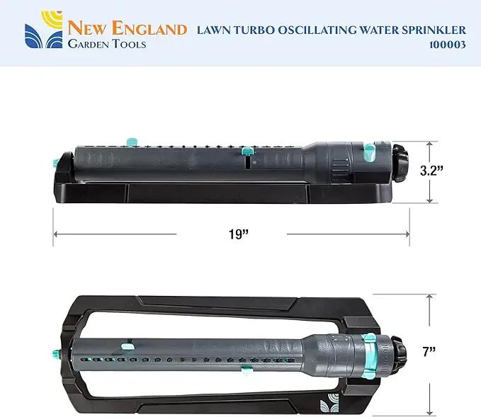 Lawn Turbo Oscillating Water Sprinkler 100003 Adjustable Pattern to Cover 4,000 sq.ft. by New England Garden Tools by GreenHaven Gardens
