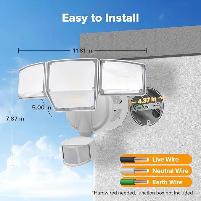 LUTEC 80W 9000LM LED Security Light Motion Sensor Outdoor Lights, 4 Head LED Flood Lights Outdoor 5000K Daylight, IP65 Waterproof, Motion Detected Lights for Outside, House, Garage, Yard (White) by GreenHaven Gardens