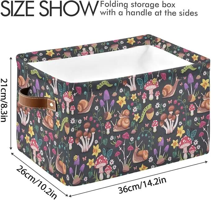 Mushroom Snail Rectangular Storage Basket Organizer Bin Shelf Baskets For Clothes Gifts For Home Office Dorm by GreenHaven Gardens