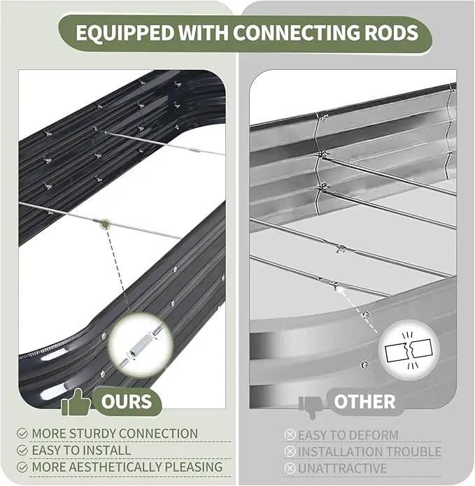 Galvanized Raised Garden Bed Outdoor- Raised Beds for Gardening| Metal Planter Box, Steel Raised Garden Bed Kit with Safety Edging and Gloves for Vegetables, Flower, Herbs (8x2x1FT, Gray) by GreenHaven Gardens