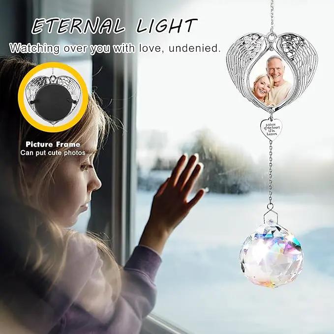 Memorial Gifts for Loss of Loved One, Sympathy Gifts Personalized Memorial Picture Frame Ornament - SunCatcher Crystal Ball, Rainbow Bereavement Gift Ideas for Loss of Mom, Dad, Friend by GreenHaven Gardens