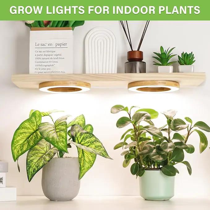 LORDEM 6.3" Bamboo Ceiling Grow Light for Indoor Plants, 144 LEDs Full Spectrum Grow Lamp, Under Cabinet Plant Light with 4/8/12H Auto Timer, 3 Switch Modes, 4 Dimmable Brightness Levels, Dual Head by GreenHaven Gardens