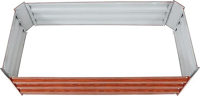 Sunnydaze 11.75" H Raised Metal Garden Bed - Galvanized Raised Garden Bed Outdoor for Vegetables and Flowers - Woodgrain - 4' x 2' Rectangle by GreenHaven Gardens
