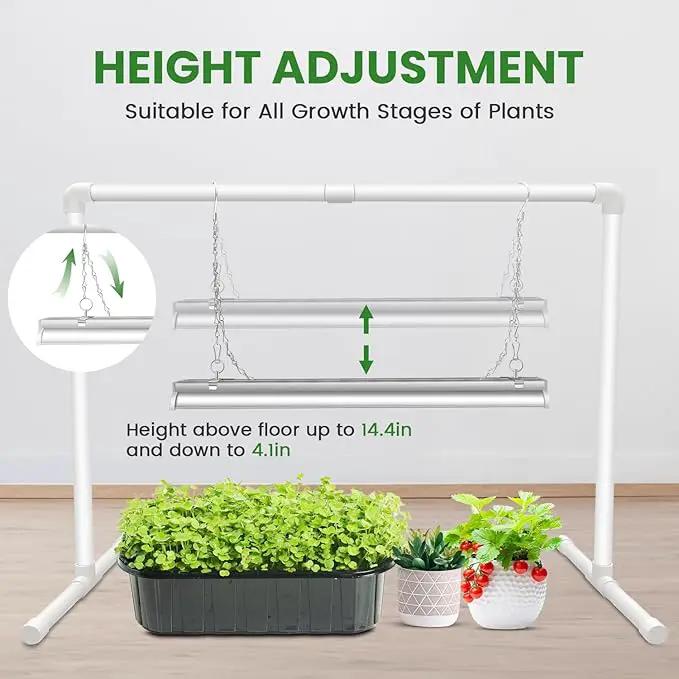 wolezek Grow Lights for Seed Starting with Stand, 2ft T5 144 LEDs Full Spectrum Seedling Grow Light for Indoor Plants, 32W High Output Seed Starter Light Kit, Height Adjustable, ON-Off Switch by GreenHaven Gardens