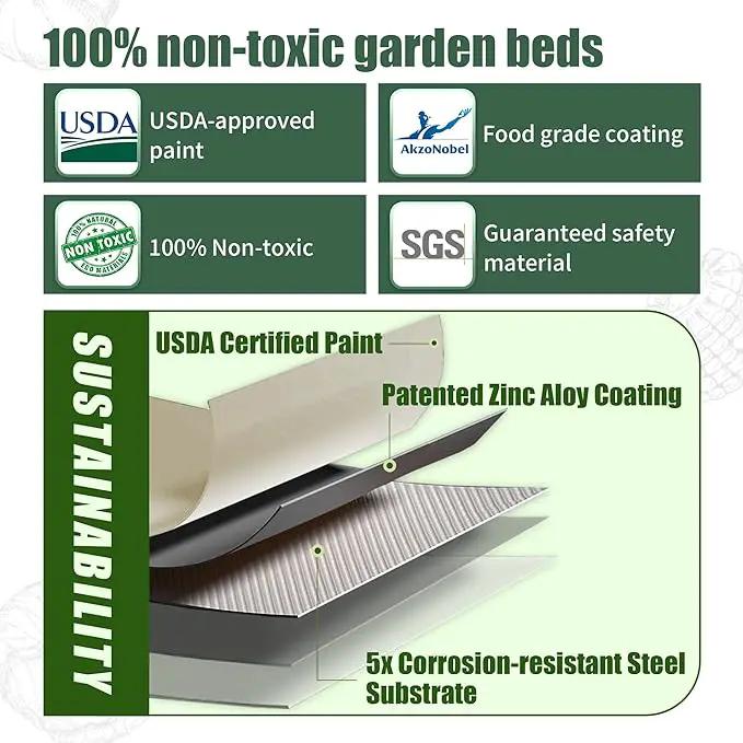 8 X 2 X 1.4Ft Raised Garden Beds Kits, Galvanized Raised Garden Beds Outdoor Planter Box for Vegetables, Gardening, Flowers, Fruits etc(Ivory) by GreenHaven Gardens