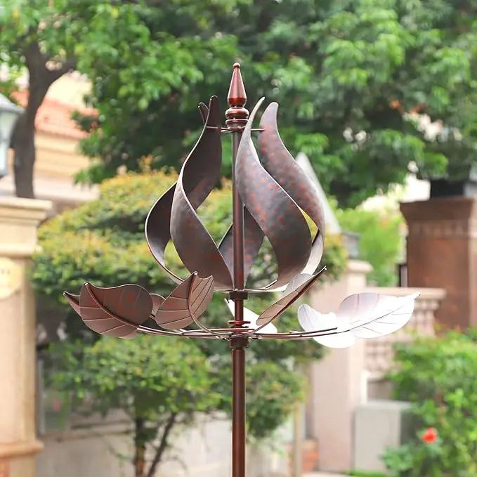 Yard Garden Wind Spinners - Large Tulip Outdoor Metal Wind Spinners with Stake, Yard Art Lawn Garden Decor (24" W x 73" H) by GreenHaven Gardens