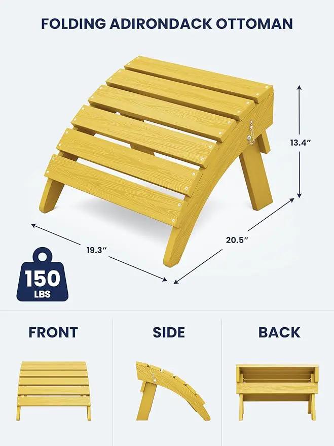 KINGYES Folding Adirondack Ottoman for Adirondack Chair, Yellow by GreenHaven Gardens