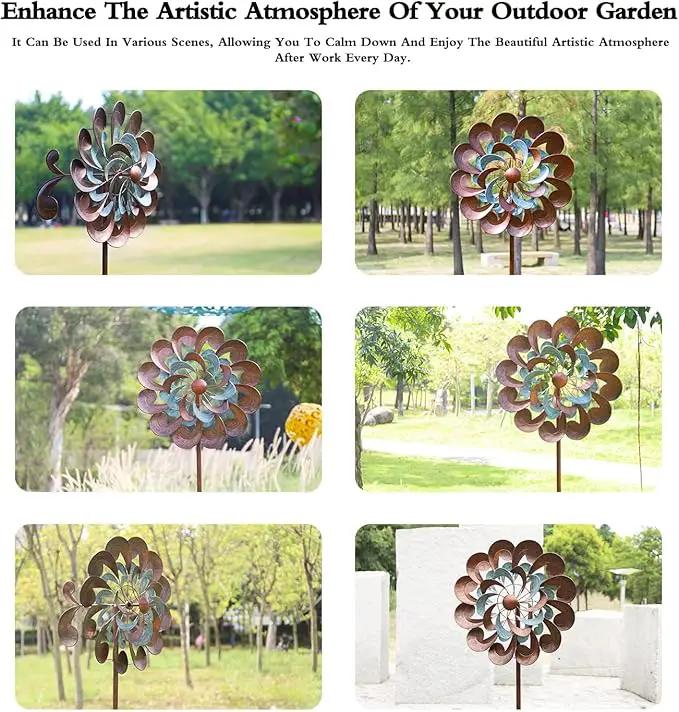 Wind Spinner Outdoor Garden Decor, Wind Spinners for Yard and Garden, 84 inch Copper Wind Sculptures & Spinners for Yard Decorations - Larger Spinners by GreenHaven Gardens