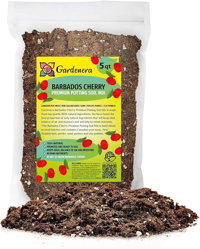 Premium Barbados Cherry Plant Soil Mix by Gardenera - Stimulate Growth and Elevate Fruity Delights with Nourishing Formula - 5 Quart by GreenHaven Gardens