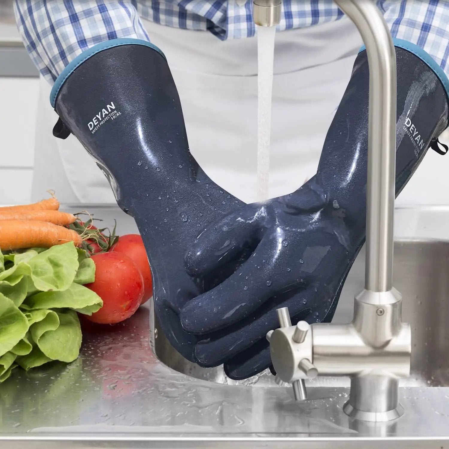 DEYAN Silicone BBQ Gloves, 932°F Heat Resistant Oven Gloves with Fingers, Kitchen Waterproof Hot Proof Glove for Fryer, Smoker, Baking, Cooking, Cutting(10/XL) by GreenHaven Gardens