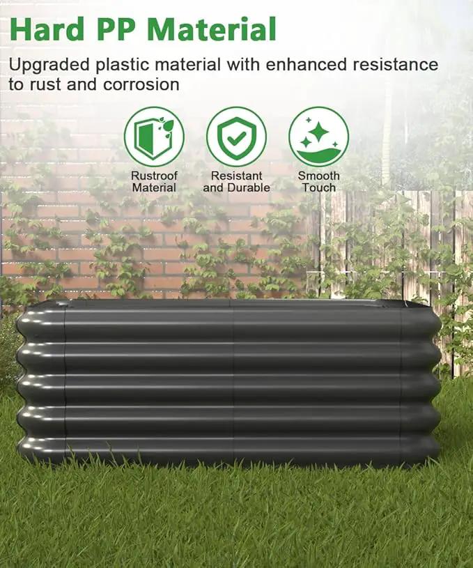 4.3x3.0x1.0ft Raised Garden Bed Kit, Rustproof PP Material Garden Box, Flower Bed with Tool-Free Assembly Design, Rectangular Planter Boxes for Outdoor Vegetables Flower Fruit Herb, Black by GreenHaven Gardens