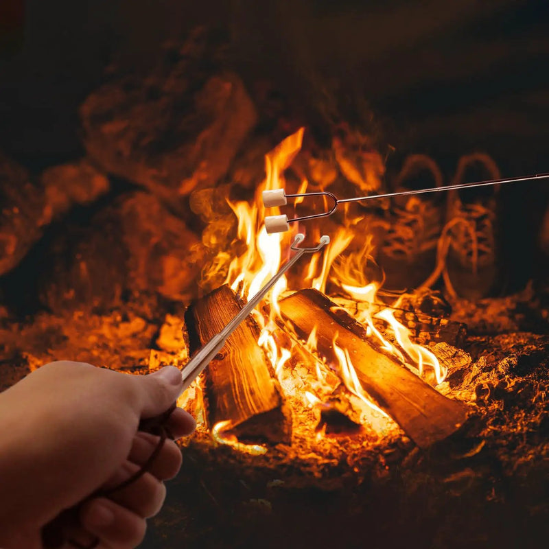 Marshmallow Roasting Sticks for Fire Pit with Wooden Handle, 41 Inches Long, Telescoping SUS304 Stainless Steel Marshmallow Skewers, Extendable Hog Dog Campfire Roasting Sticks, Camping Accessories by GreenHaven Gardens