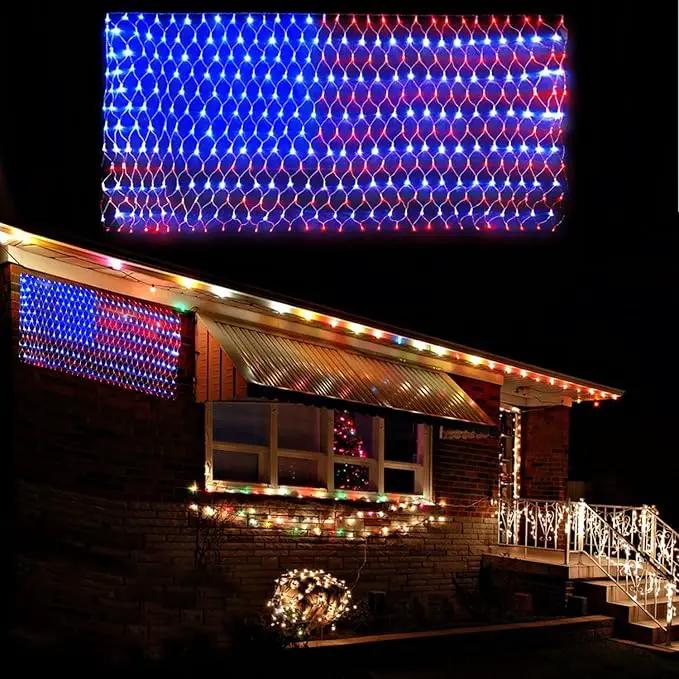 MUYUN American Flag String Lights, 420 LED USA Flag Net Light Waterproof Patriotic Lights for Party Home Decor July 4th Decorations Independence Day by GreenHaven Gardens