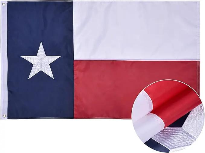 Texas State Flag 4x6 Ft, Deluxe Embroidered Heavy Duty Polyester Durable TX Outside Flags, Indoor/Outdoor, Sewn Stripes and Brass Grommets by GreenHaven Gardens