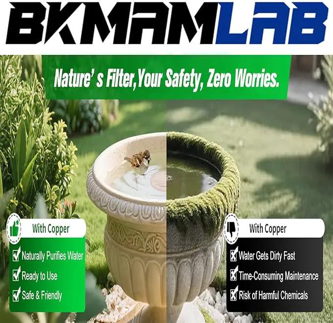 2-Pack 99.99% Pure Copper Bird Bath Purification Disk,Copper Disc with Stable Triple-Point Support,Fits All Outdoor Bird Baths(Heart-Shaped&Round) by GreenHaven Gardens