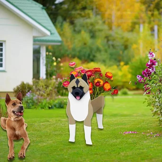 American Akita Dog Planter Plant Pots,Cute Garden Dog Flower Planter,Dog Planters Birthday Gifts for Women,Office,Indoor/Outdoor Decor（9.45 * 6.1 * 13.39in） by GreenHaven Gardens